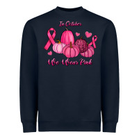 Navy In October We Wear Pink Pumpkins Heavyweight Sweatshirt - RanaPortraitStore