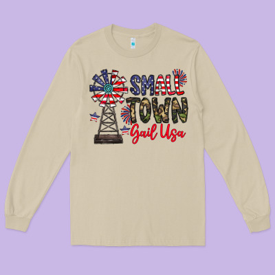 Small Town Gail Usa Long Sleeve Tee Designed By Cowhidedigitalart