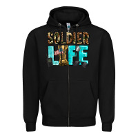 Black soldier  life Zipper Hoodie - AdoDesignShop