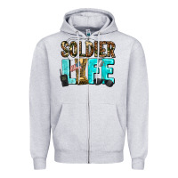 Heather Grey soldier  life Zipper Hoodie - AdoDesignShop