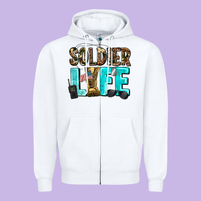 Soldier  Life Zipper Hoodie Designed By Adodesignshop