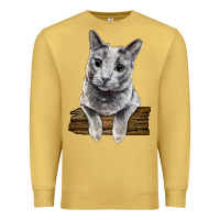 Antique Gold Russian Blue Cat Face Premium Sweatshirt - LillyAllenDesigns