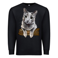 Black Russian Blue Cat Face Premium Sweatshirt - LillyAllenDesigns