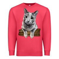 Cardinal Russian Blue Cat Face Premium Sweatshirt - LillyAllenDesigns