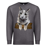 Charcoal Heather Russian Blue Cat Face Premium Sweatshirt - LillyAllenDesigns