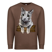 Chestnut Russian Blue Cat Face Premium Sweatshirt - LillyAllenDesigns