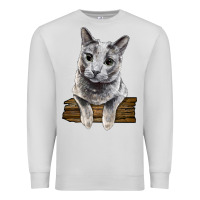 Dove Grey Russian Blue Cat Face Premium Sweatshirt - LillyAllenDesigns