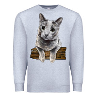 Heather Grey Russian Blue Cat Face Premium Sweatshirt - LillyAllenDesigns