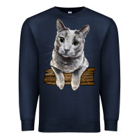 Navy Russian Blue Cat Face Premium Sweatshirt - LillyAllenDesigns