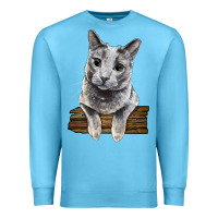Ocean Blue Russian Blue Cat Face Premium Sweatshirt - LillyAllenDesigns
