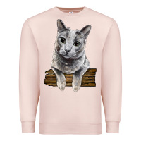 Pale Pink Russian Blue Cat Face Premium Sweatshirt - LillyAllenDesigns