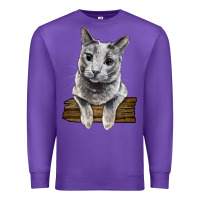 Purple Russian Blue Cat Face Premium Sweatshirt - LillyAllenDesigns