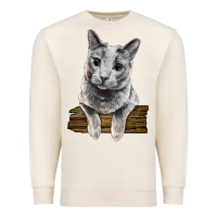 Sandshell Russian Blue Cat Face Premium Sweatshirt - LillyAllenDesigns