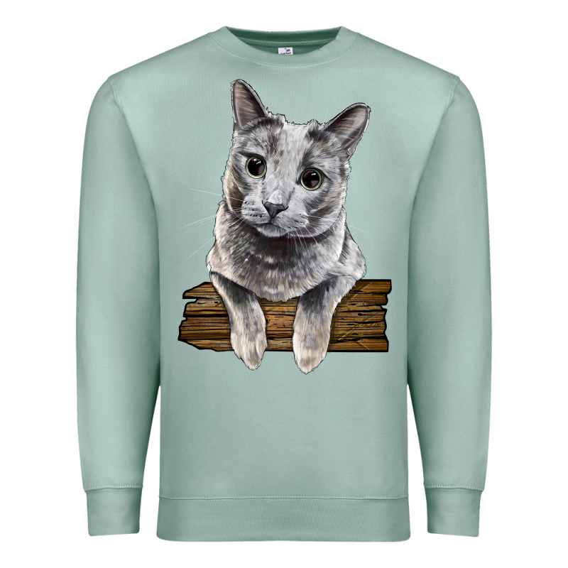 Russian Blue Cat Face Premium Sweatshirt by LillyAllenDesigns | Teevron