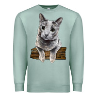 Seafoam Russian Blue Cat Face Premium Sweatshirt - LillyAllenDesigns
