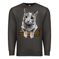 Smoke Russian Blue Cat Face Premium Sweatshirt - LillyAllenDesigns