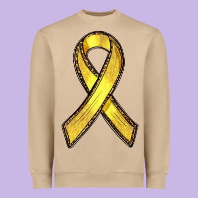 Heavyweight Sweatshirt Gold Cancer ribbon