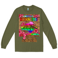 Army Green lgbtq kiss me  can cooler Long Sleeve Tee - HRA Design Shop