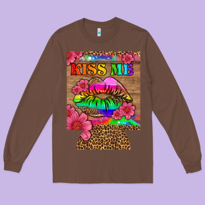 Lgbtq Kiss Me  Can Cooler Long Sleeve Tee Designed By Hra Design Shop