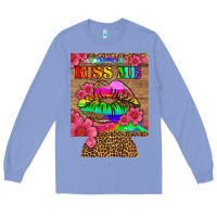 Colony Blue lgbtq kiss me  can cooler Long Sleeve Tee - HRA Design Shop