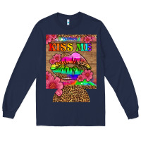 Navy lgbtq kiss me  can cooler Long Sleeve Tee - HRA Design Shop