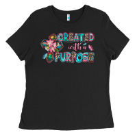 Black created with a purpose Ladies Tee - AdoDesignShop