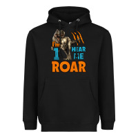 Black i'm one hear me roar dinosaur birthday Heavyweight Hoodie - LillyAllenDesigns