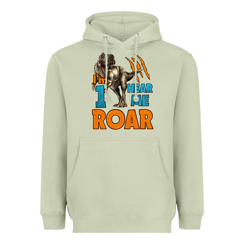 I'm One Hear Me Roar Dinosaur Birthday Heavyweight Hoodie by LillyAllenDesigns | Teevron