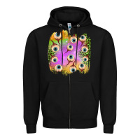 Black eyes leopard halloween patch Zipper Hoodie - BundleAndBundleShop