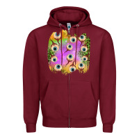 Burgundy eyes leopard halloween patch Zipper Hoodie - BundleAndBundleShop