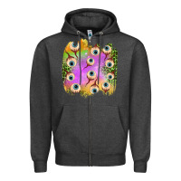 Charcoal Heather eyes leopard halloween patch Zipper Hoodie - BundleAndBundleShop