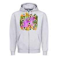 Heather Grey eyes leopard halloween patch Zipper Hoodie - BundleAndBundleShop