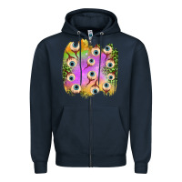 Navy eyes leopard halloween patch Zipper Hoodie - BundleAndBundleShop
