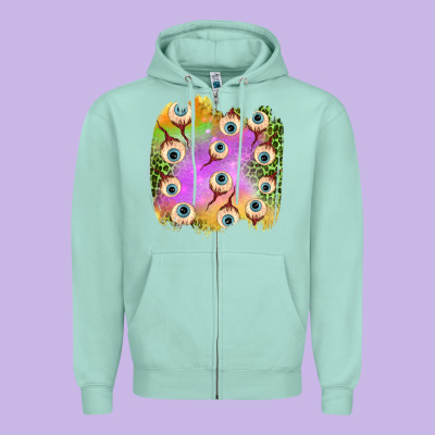Eyes Leopard Halloween Patch Zipper Hoodie Designed By Bundleandbundleshop