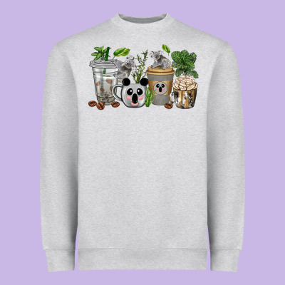 Koala Coffee Cups Heavyweight Sweatshirt Designed By Texasbilliewilder