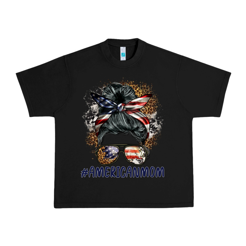 Americanmom Messy Bun Urban Heavy Tee by BarkalooDesign | Teevron