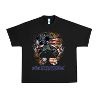 Black americanmom messy bun Urban Heavy Tee - BarkalooDesign