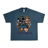 Midnight Navy americanmom messy bun Urban Heavy Tee - BarkalooDesign