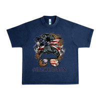 Navy americanmom messy bun Urban Heavy Tee - BarkalooDesign