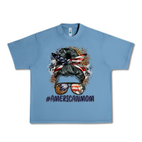 Pebble Blue americanmom messy bun Urban Heavy Tee - BarkalooDesign