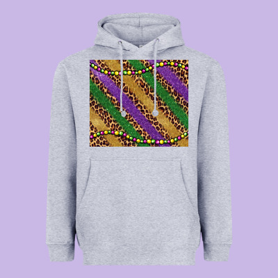 Mardi Gras Leopard Glitter Bead Heavyweight Hoodie Designed By Barkaloodesign
