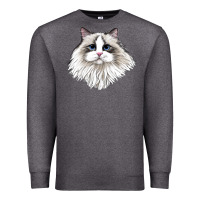 Charcoal Heather Ragdoll Face Cat Premium Sweatshirt - LillyAllenDesigns