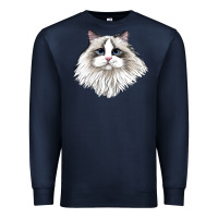 Navy Ragdoll Face Cat Premium Sweatshirt - LillyAllenDesigns