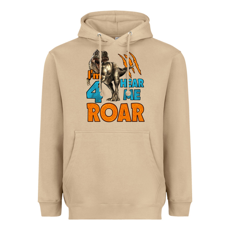 I'm Four Hear Me Roar Dinosaur Birthday Heavyweight Hoodie by LillyAllenDesigns | Teevron