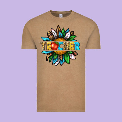 Vintage Tee teacher sunflower tbw