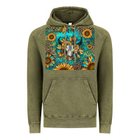 Vintage Olive bull skull sunflowers Vintage Hoodie - RanaPortraitStore