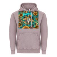 Vintage Zinc bull skull sunflowers Vintage Hoodie - RanaPortraitStore