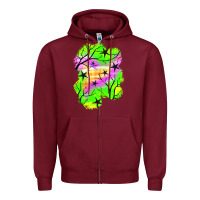 Burgundy star halloween patch Zipper Hoodie - BundleAndBundleShop