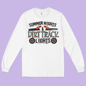 Summer Night & Dirt Track Lights Long Sleeve Tee Designed By Cowhidedigitalart