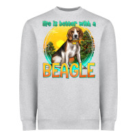 Heather Grey life is better with a beagle Heavyweight Sweatshirt - texasbilliewilder
